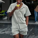 Men's Hawaiian Set Manufacturer - Casual Short Sleeve Bodycon Two-Piece Plus Size