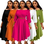 Women's Midi Skirt Set Manufacturer - High Waisted Plus Size Autumn Two Piece Casual