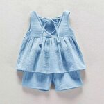 Girls Clothing Set Manufacturer - 2024 Summer Cotton Sleeveless Vest Dress Shorts 2pcs
