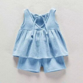 Girls Clothing Set Manufacturer - 2024 Summer Cotton Sleeveless Vest Dress Shorts 2pcs