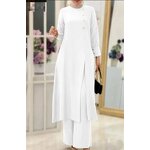 Muslim Two Piece Set Manufacturer - Side Slit Long Shirt Wide Leg Pants Robe In Stock