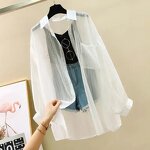 Women's Sunscreen Shirt Manufacturer - Summer Thin Chiffon See Through Cardigan Blouse