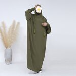 Dubai Abaya Manufacturer - 2024 Crepe Jilbab One Piece Modest Loose Islamic Hoodie