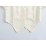 Women's Blouse Manufacturer - Front Hollow Out Beige Turn Down Collar Long Sleeve