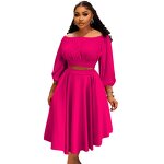 Women's Midi Skirt Set Manufacturer - High Waisted Plus Size Autumn Two Piece Casual