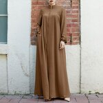 Muslim Dress Manufacturer - H702 Arabic Stand Collar Zipper Pocket Loose Leisure