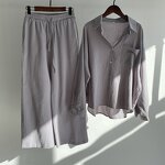 Women's Two Piece Set Manufacturer - High Waist Retro Cotton Linen Loose Pants Suit