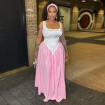 Women's Maxi Dress Manufacturer - Casual Slim Camisole Patchwork Plaid Print Loose