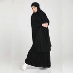 Burqa Abaya Set Manufacturer - 2 Piece Nida Hoodie Full Cover Khimar Prayer Dress