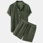 Men's Corduroy Set Manufacturer - New Arrival Collar Shirt Shorts European American