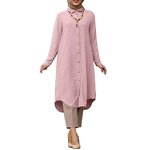 Muslim Long Shirt Manufacturer - Button Loose Islamic Clothing Long Sleeve Top