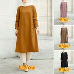 Muslim Tunic Top Manufacturer - Plus Size Crew Neck Loose Long Shirt Dress Islamic