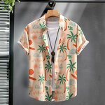 Men's Beach Shirt Manufacturer - 2024 Vacation Short Sleeve Trendy Printed Leisure