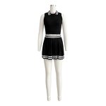 Tennis Skirt Set Manufacturer - Sports Knit Striped Tight Plus Size Pleated Skirt Set