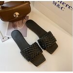 Women's Sandals Manufacturer - Summer One Word Braided Belt Light Non-slip Beach Shoe