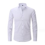 Men's Dress Shirt Manufacturer - Wholesale Custom White Stand-up Collar Long Sleeve Formal