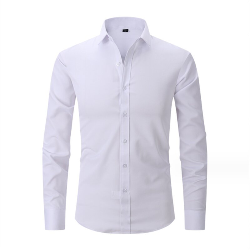 Men's Dress Shirt Manufacturer - Wholesale Custom White Stand-up Collar Long Sleeve Formal