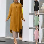 Muslim Long Shirt Manufacturer - Button Loose Islamic Clothing Long Sleeve Top