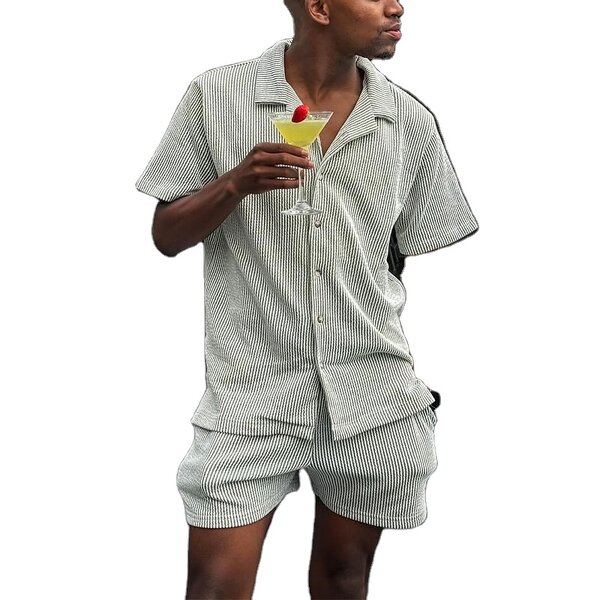 Men's Hawaiian Set Manufacturer - Casual Short Sleeve Bodycon Two-Piece Plus Size