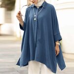 Muslim Blouse Manufacturer - Wholesale Cheap Malaysia Solid Color Pleated Long Sleeve