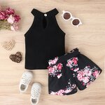 Girls Outfit Manufacturer - Summer Ribbed Sleeveless Tank Tops Floral Shorts 2Pcs