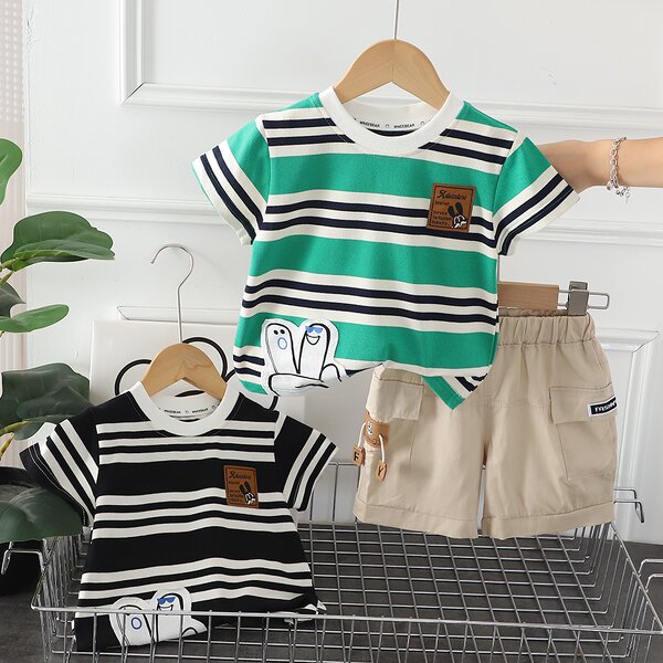 Boys Clothing Set Manufacturer - 2024 Summer Shirt Khaki Shorts Factory Direct Kids