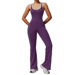 Gym Bodysuit Manufacturer - Women's Beauty Back Hollow Flare Yoga Fitness Jumpsuit