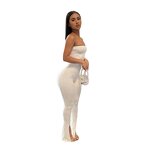 Women's Jumpsuit Manufacturer - 2022 Spring Smocked Leg Open Stretch Slim Jumpsuit