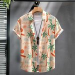 Men's Beach Shirt Manufacturer - 2024 Vacation Short Sleeve Trendy Printed Leisure