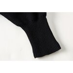 Women's Knitted Sweater Manufacturer - Black Beading Asymmetrical Design Long Sleeve