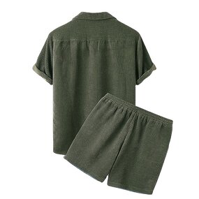 Men's Corduroy Set Manufacturer - New Arrival Collar Shirt Shorts European American