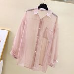 Women's Sunscreen Shirt Manufacturer - Summer Thin Chiffon See Through Cardigan Blouse