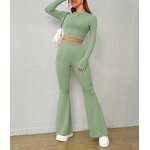 Women's Knit Set Manufacturer - Trendy Top and Flared Pants Two Piece Stylish Set
