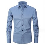 Men's Dress Shirt Manufacturer - Wholesale Custom White Stand-up Collar Long Sleeve Formal