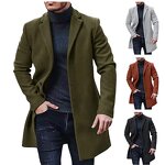 Men's Tweed Coat Manufacturer - Spring Fall Lapel Casual Medium-length Button Windbreaker