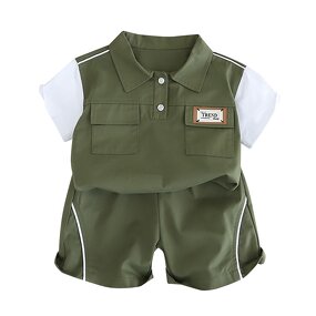 Boys Clothing Set Manufacturer - 2024 Summer Tooling Style Short-sleeved Shirt Shorts