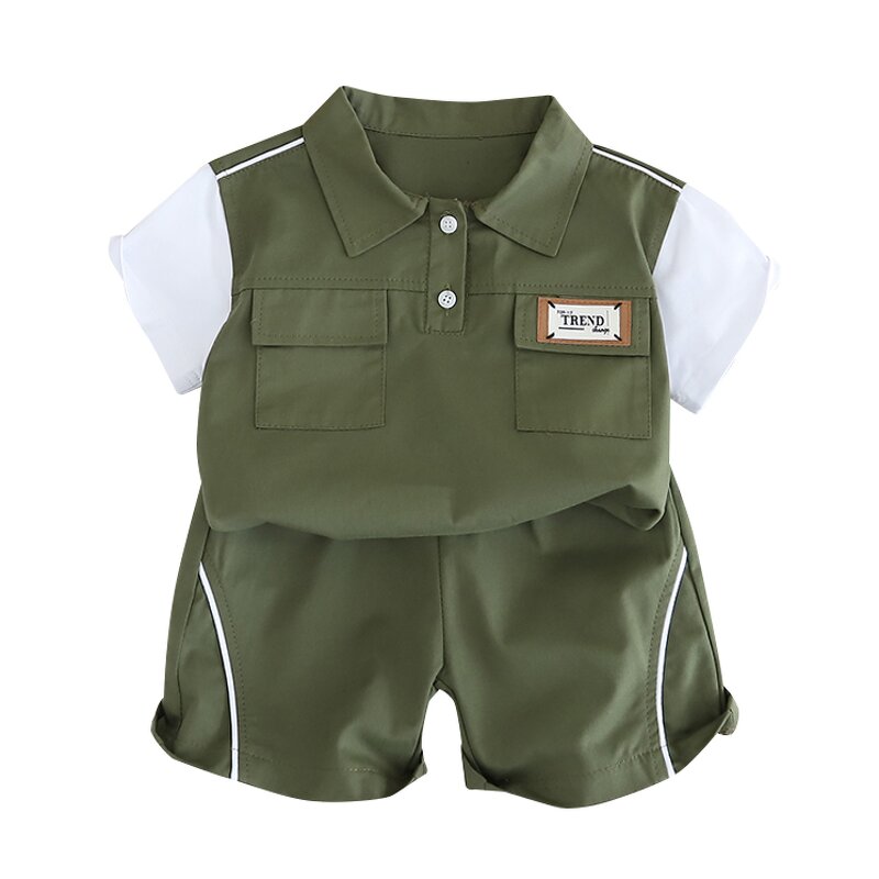 Boys Clothing Set Manufacturer - 2024 Summer Tooling Style Short-sleeved Shirt Shorts