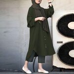 Muslim Long Shirt Manufacturer - Latest Design Solid Color Abaya Long Sleeve Top