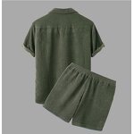 Men's Corduroy Set Manufacturer - 2024 Summer Casual Collar Shirt Shorts European Style