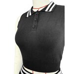 Tennis Skirt Set Manufacturer - Sports Knit Striped Tight Plus Size Pleated Skirt Set
