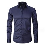 Men's Dress Shirt Manufacturer - Wholesale Custom White Stand-up Collar Long Sleeve Formal