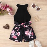 Girls Outfit Manufacturer - Summer Ribbed Sleeveless Tank Tops Floral Shorts 2Pcs