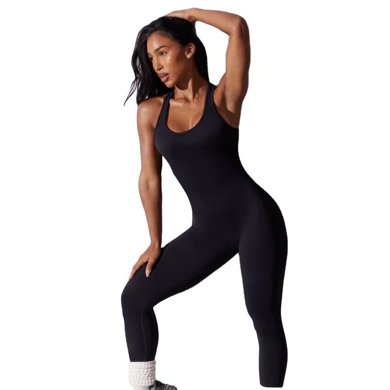 Yoga Jumpsuit Manufacturer - European American Vneck Hip Lifting Exposed Shoulder Strap