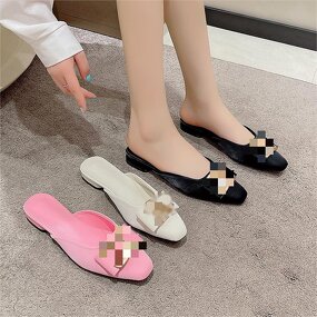 Women's Half Shoes Manufacturer - Baby Pink Low Heel Sandals Casual Slippers