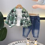Boys Clothing Set Manufacturer - Spring Autumn Cartoon Bear Jacket T-shirt Denim Pants