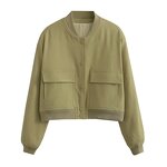 Women's Bomber Jacket Manufacturer - Vintage Solid Lapel Zipper Long Sleeve Casual Coat