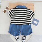 Baby Clothing Set Manufacturer - Summer Cartoon T Shirt Denim Shorts 2Pcs Casual Kids