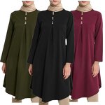 Muslim Blouse Manufacturer - Summer Dovetail Pleated Long Sleeve Islamic Clothing