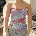 Women's Cami Top Manufacturer - Summer Oil Painting Floral Slim Backless Strap Vest