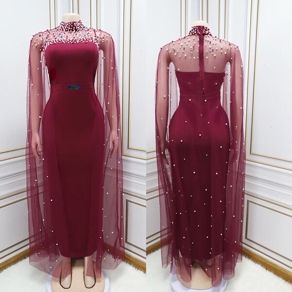 Muslim Wedding Dress Manufacturer - Luxury Beading Rhinestone Long Sleeve Evening Gown